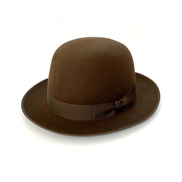 OPTIMO CHICAGO Dark Brown Bison brim hat fedora grosgrain ribbon detail - Picture 5 of 14